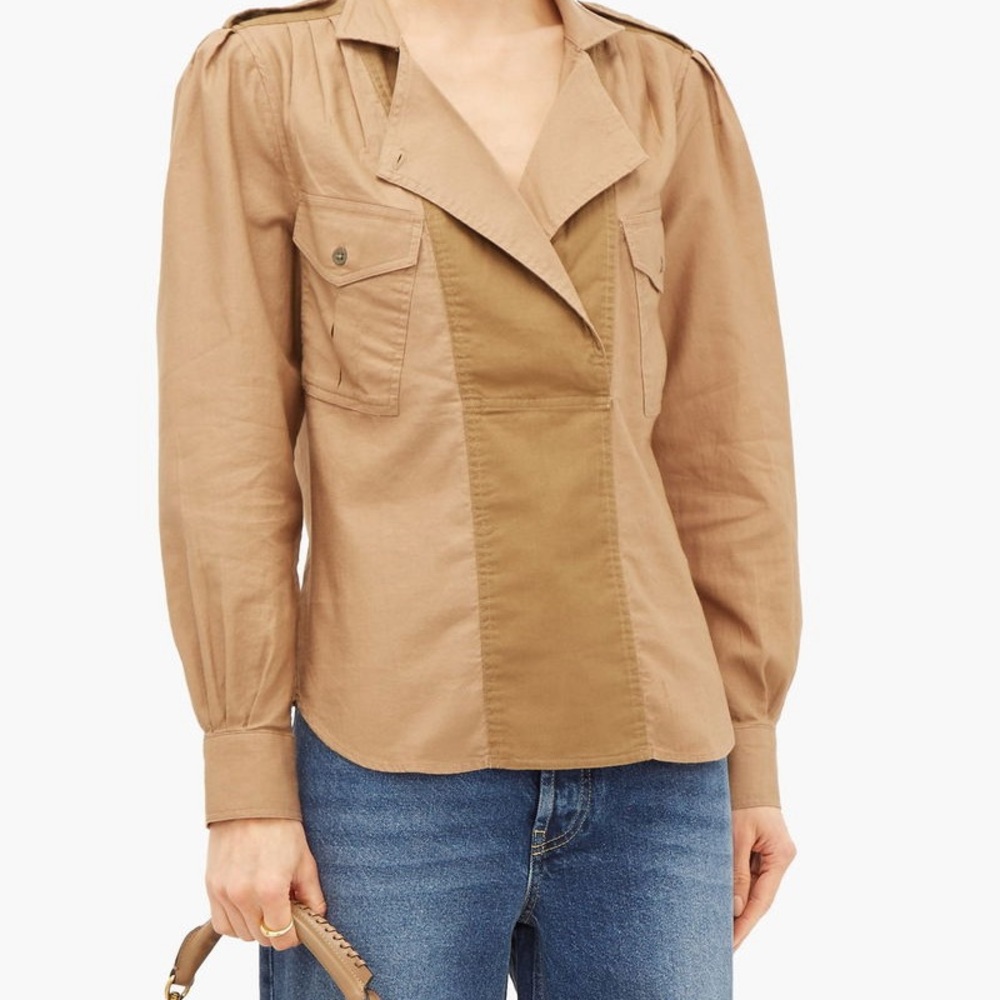 FRAME Panelled Cotton-Twill Safari Shirt XS - Picture 2 of 12